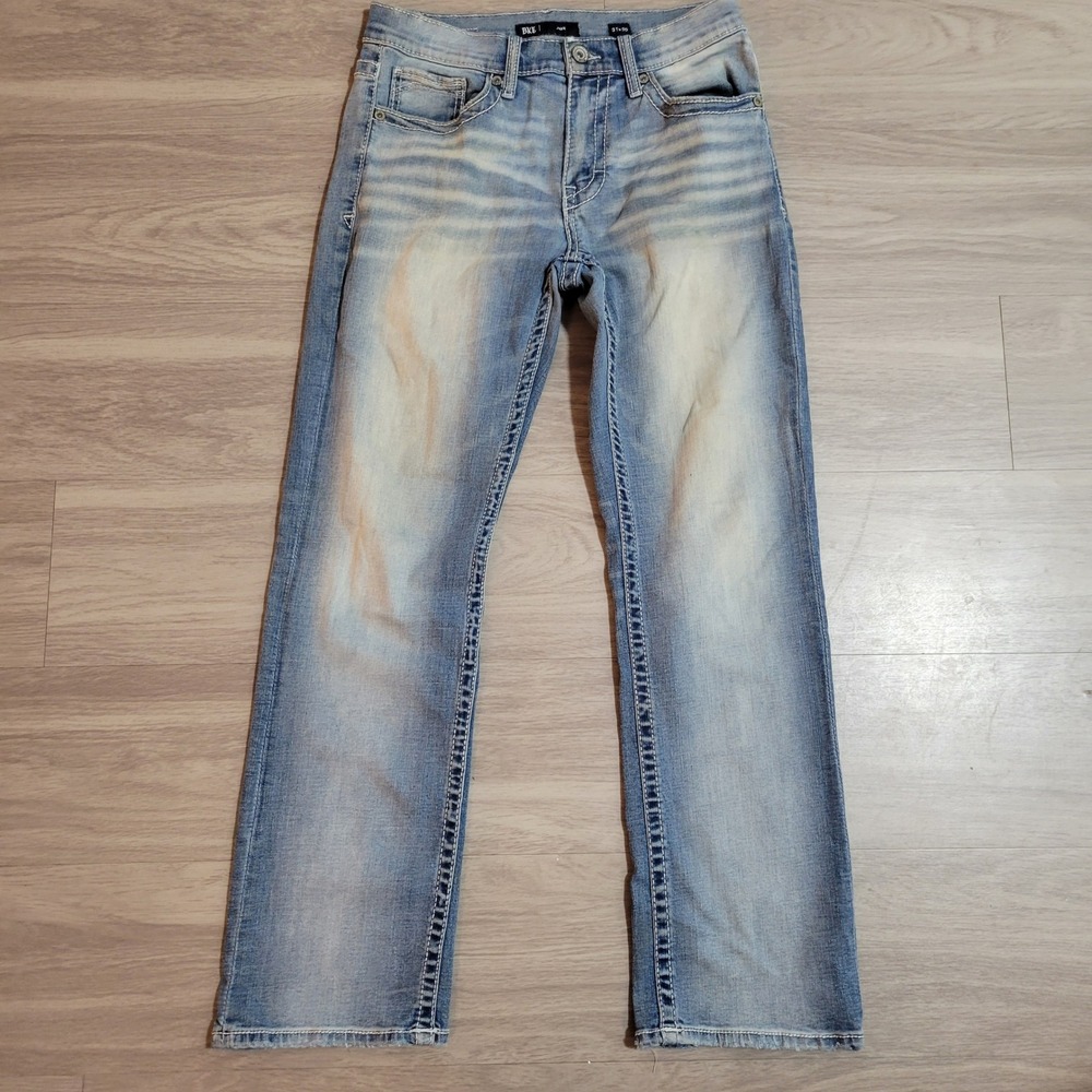 BKE Jake Straight Leg Jeans Light Wash Contrast Stitch 31x30 Mens